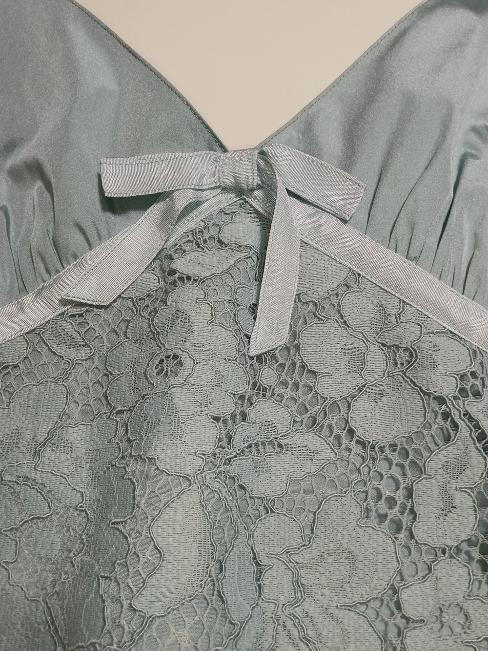 Coach Lace Slip Cami Mini Dress Accent Bow in Dusty Blue Size 2 - Picture 14 of 14